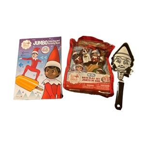 Elf on the Shelf Bath Set w/ Finger Puppets, Pancake Skillet, Activity Book NEW